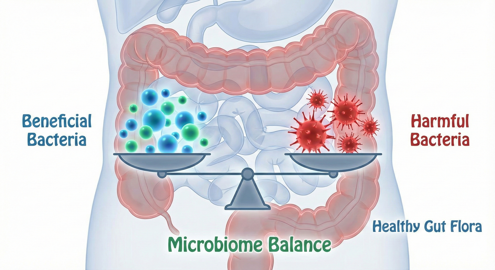 Gut bacteria balance illustration